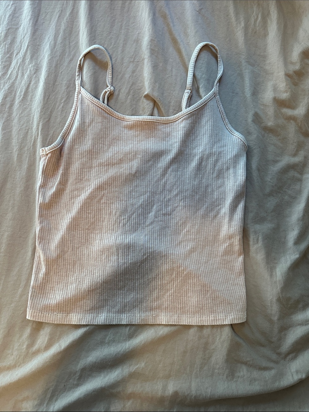 American Eagle Outfitters Ribbed Spaghetti Strap Tank — Cream